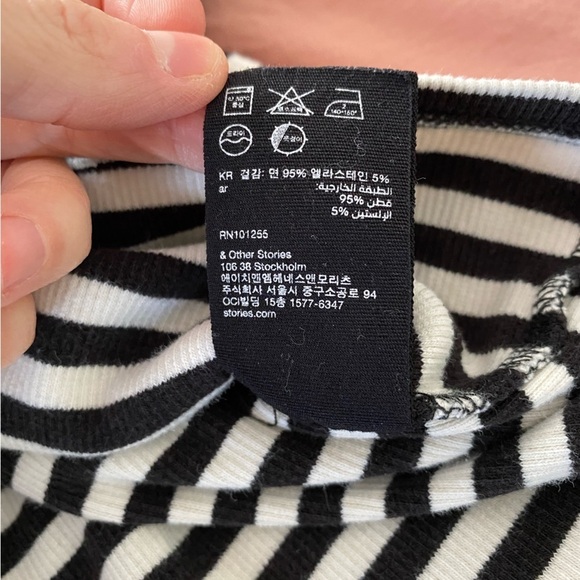 Stockholm Atelier & Other Stories Size 4 Trumpet Sleeve Turtleneck Striped Top - Picture 7 of 9